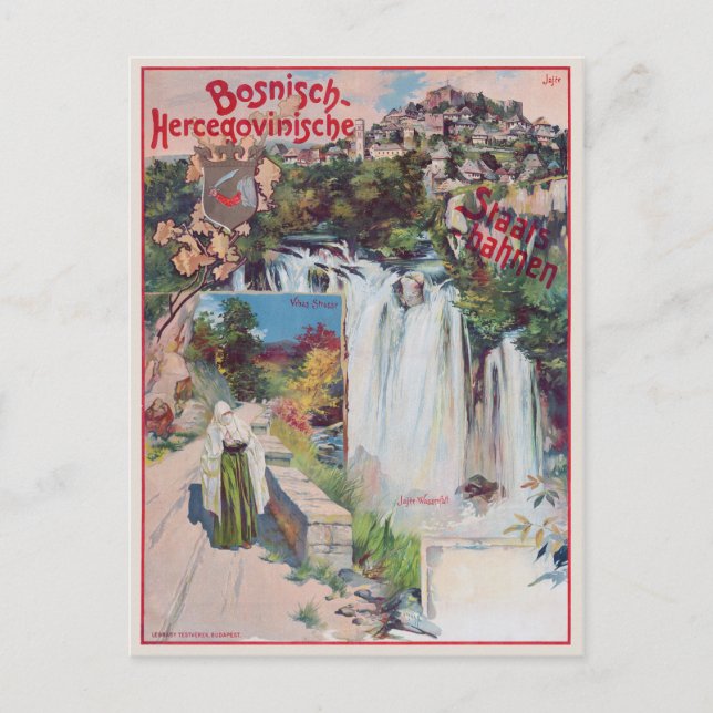 Bosnisch-Hercegovinische Staatsbahnen Poster 1901 Postcard (Front)