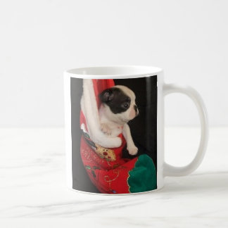 Boson Pup in Christmas Stocking Mug