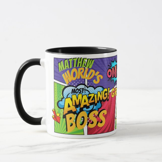 BOSS - Add Name To COMIC SUPERHERO WORLDS BEST OTT Mug (Left)