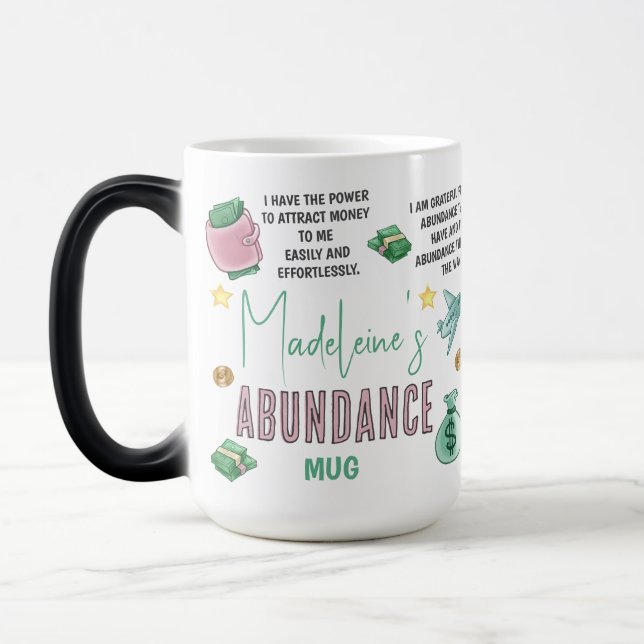 Boss Babe Abundance Money Mindset Affirmations Magic Mug (Left)
