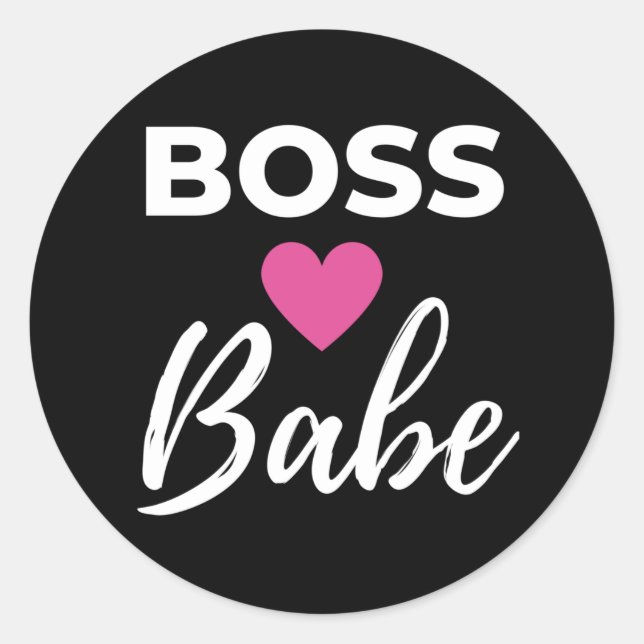 Boss Babe Classic Round Sticker (Front)