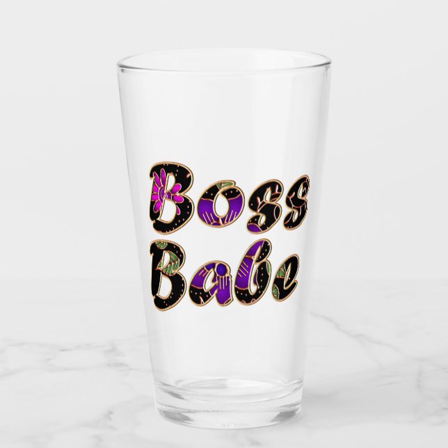 Boss Babe in Black Floral Glass (Front)