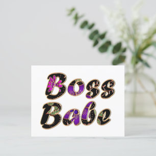 Boss Babe in Black Floral Postcard