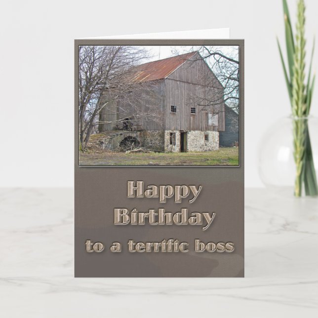 Boss Birthday Old Pennsylvania Bank Barn Card (Front)