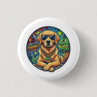 Boss Caramel Dog Street Meme Sticker 1 Inch Round Button