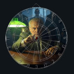 Boss dartboard<br><div class="desc">"Boss" shows a mobster boss in POV at a desk in a darkened room with bodyguards behind him. Boss dartboards are for darts players, bosses, wannabe bosses, law and crime genre fans, and maybe even syndicate members (just kidding -- maybe). "Boss" is Steamy Raimon original synthography art.</div>