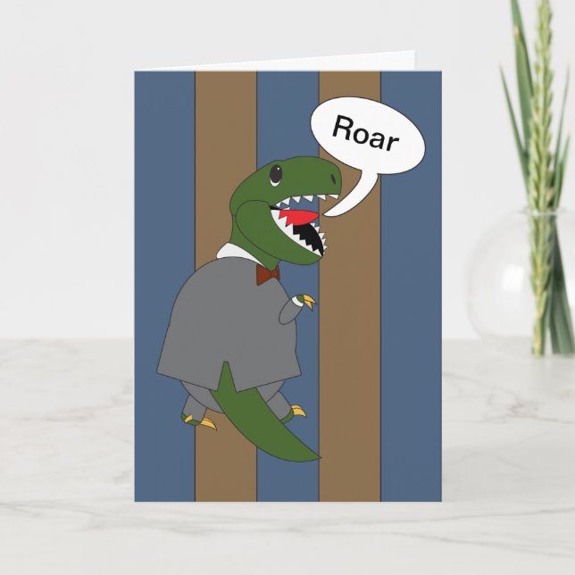 Boss Day T-Rex Dinosaur (Male) Funny Card (Front)
