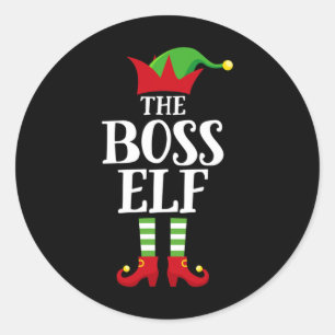 Boss Elf Family Matching Christmas Group Elf Pajam Classic Round Sticker