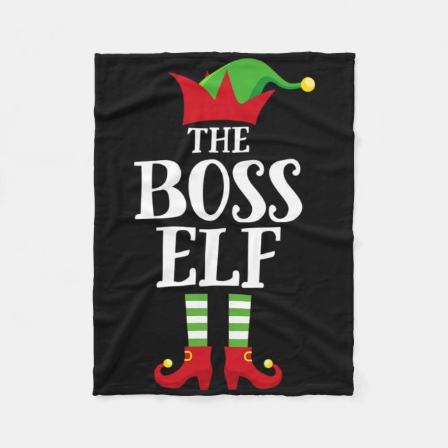 Boss Elf Family Matching Christmas Group Elf Pajam Fleece Blanket (Front)