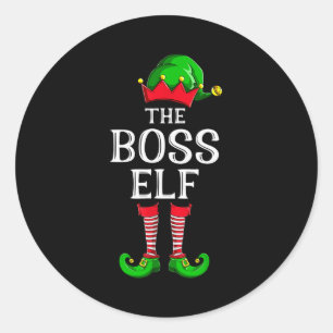 Boss Elf Matching Family Group Christmas Party Paj Classic Round Sticker