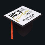 Boss & Fabulous | Gold & Black Typography Graduation Cap Topper<br><div class="desc">Fun graduation cap topper with Boss and Fabulous written in black and gold. Add your name and class year!</div>