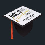 Boss & Fabulous | Gold & Black Typography Graduation Cap Topper<br><div class="desc">Fun graduation cap topper with Boss and Fabulous written in black and gold. Add your name and class year!</div>