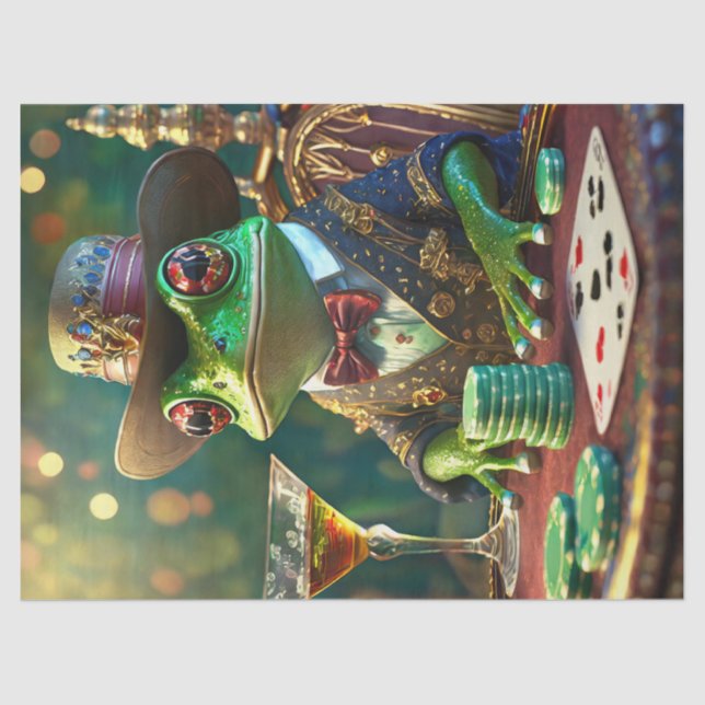 Boss Frog, Frog playing Cards Tissue Paper (Front)