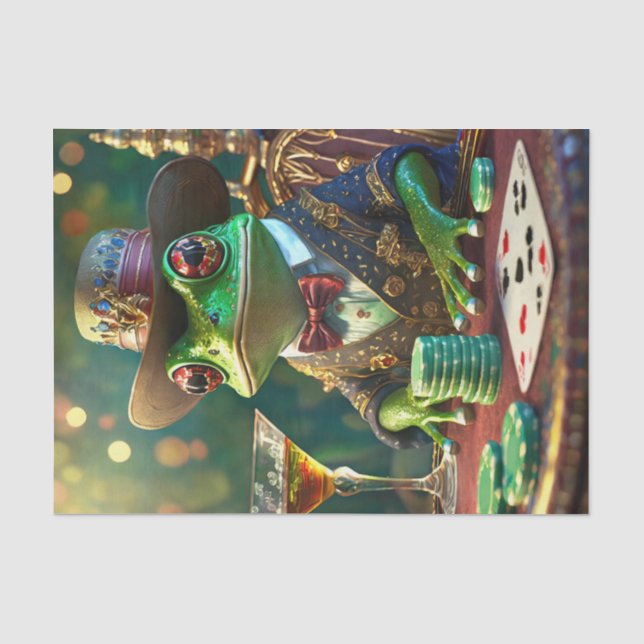 Boss Frog, Frog playing Cards Tissue Paper (Front)