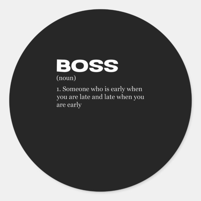 Boss Funny Definition Happy Boss's Day Classic Round Sticker (Front)