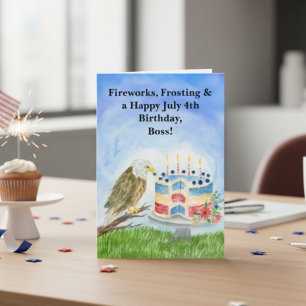 Boss July 4th Birthday Bald Eagle Patriotic Card