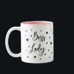 Boss lady black star Two-Tone coffee mug<br><div class="desc">This is a great gift for a coworker, girlfriend or anyone who loves to be in charge. It features boss lady text in a script font with black stars around it. Print is featured on both sides. If you need any assistance customizing your product, please contact me through my store...</div>