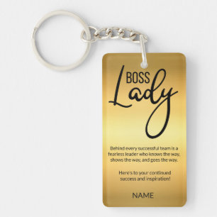 Boss Lady Custom Gold Leadership Quote Acrylic Key Keychain