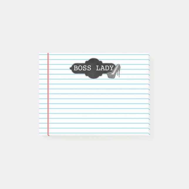 Boss Lady | Glam Silver Glitter High Heel Shoes Post-it Notes (Front)