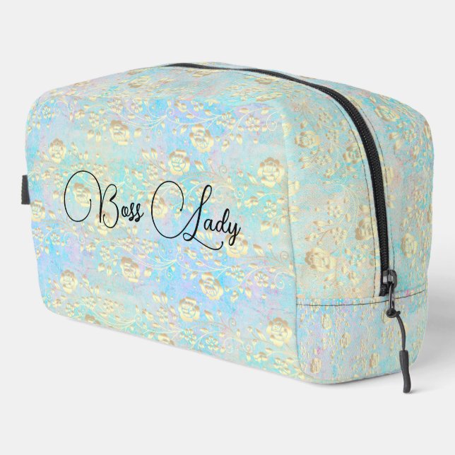 Boss Lady Gold Floral on Pastels  Dopp Kit (Right Corner)