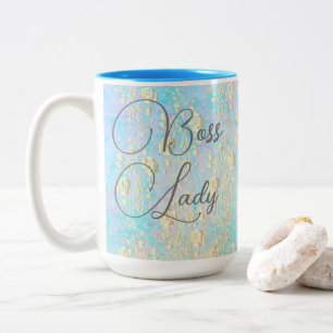 Boss Lady Gold Floral sur Pastels Mug