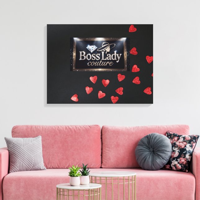 Boss Lady Hearts Stretched Canvas Print (Insitu(LivingRoom))
