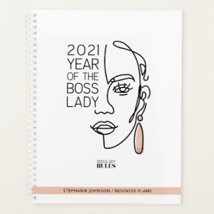 Boss Lady Line Art Typography 2021 Home Business Planner