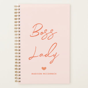 Boss Lady Modern Pastel Orange Script Personalized Planner