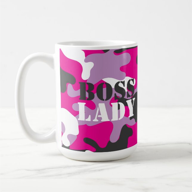 Boss Lady Pink Camo Boisson Voyage Café Mug (Gauche)