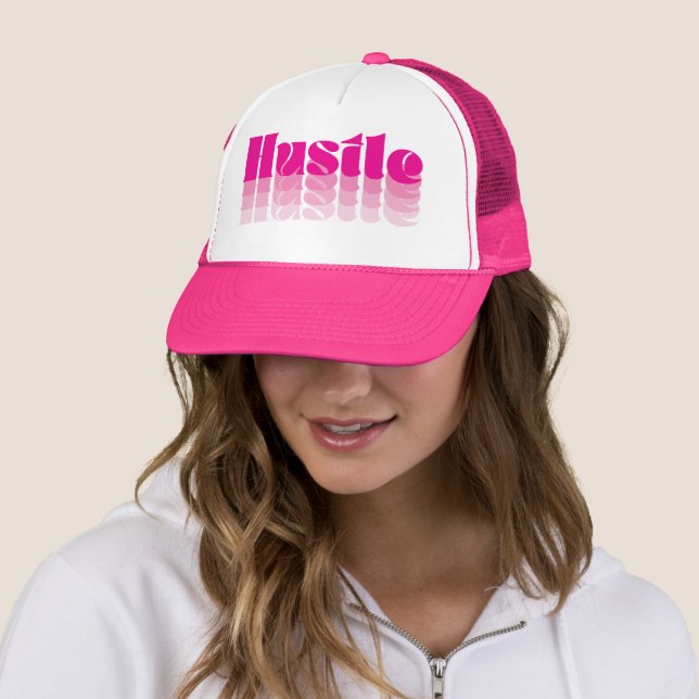 Boss Lady Pink Hustle Trucker Hat (In Situ)