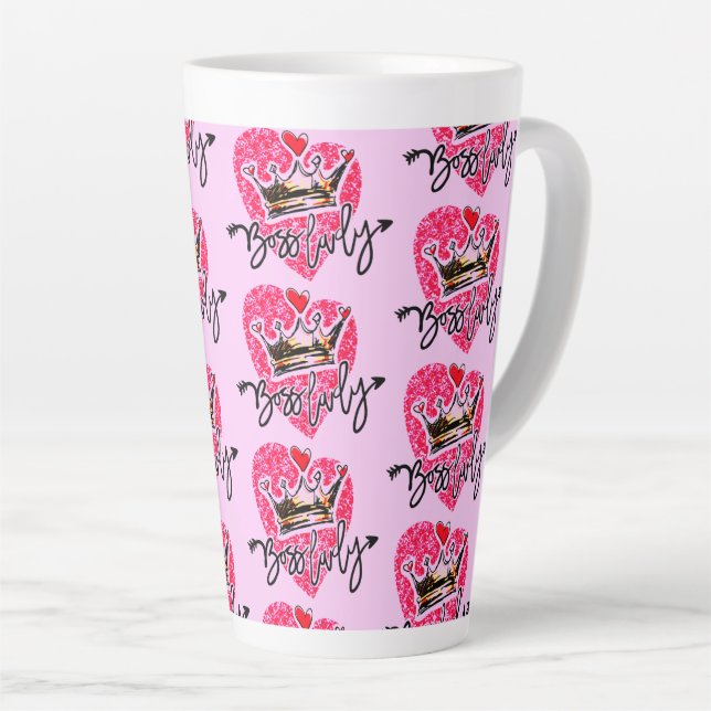 Boss Lady Pink Latte Mug (Right Angle)