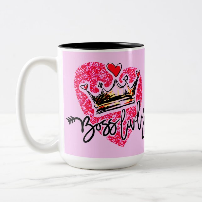 Boss Lady Pink Two-Tone Coffee Mug (Left)