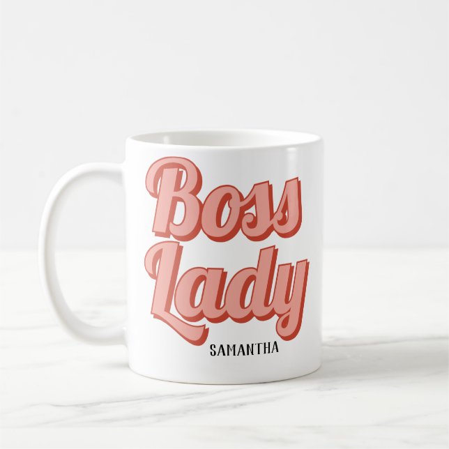 Boss Lady Retro Customized name Coffee Mug (Left)