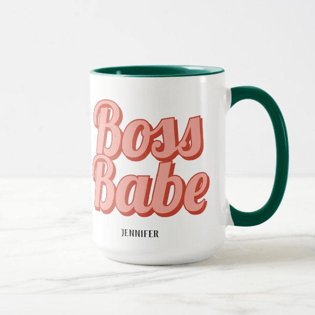 Boss Lady Retro Nom Customisé Café Mug (Droite)