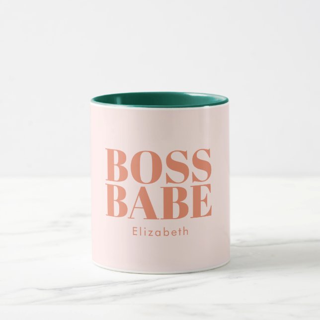 Boss Lady Retro Nom Customisé Café Mug (Centre)
