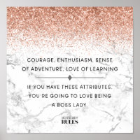 Boss Lady Rose Gold Marble Motivational Quote