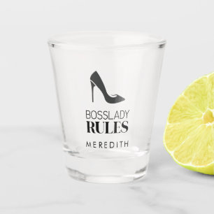 Boss Lady Rules Stiletto Logo Personalized Shot Glass