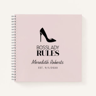 Boss Lady Stiletto Logo Blush Personalized Notebook