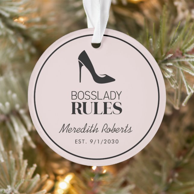 Boss Lady Stiletto Logo Blush Personalized Ornament (Tree)