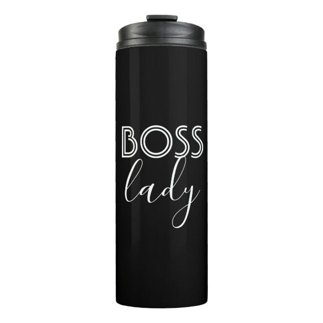Boss Lady Thermal Tumbler | Black & White (Front)