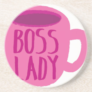 BOSS lady with a pink coffee cup Coaster