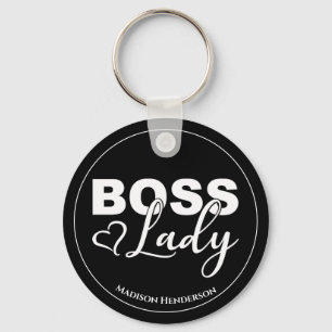 Boss Lady With Heart Personalized Keychain