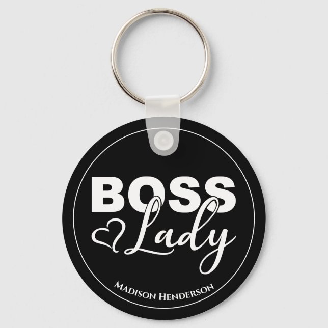 Boss Lady With Heart Personalized Keychain (Front)