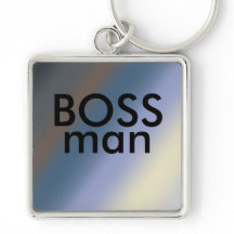 BOSS man key-ring Silver/steal blue blends