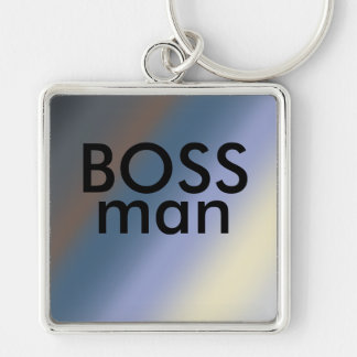 BOSS man key-ring Silver/steal blue blends Keychain