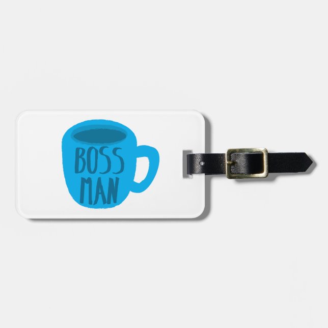 Boss man with blue Coffee CUP Luggage Tag (Front Horizontal)