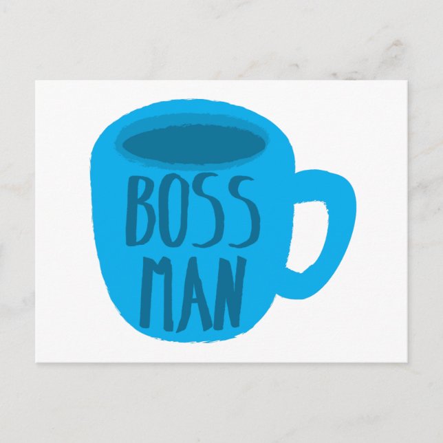 Boss Man with blue cup Postcard (Front)