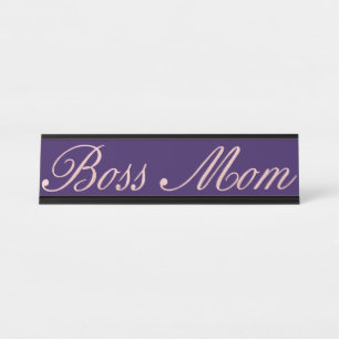 Boss Mom Funny Home Office Desk Rose Gold Name Plate