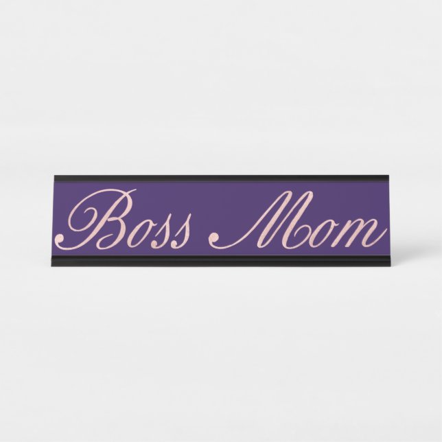 Boss Mom Funny Home Office Desk Rose Gold Name Plate (Front)