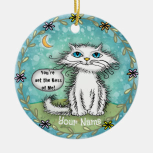 Boss of Me Scraggles Cat Ceramic Ornament